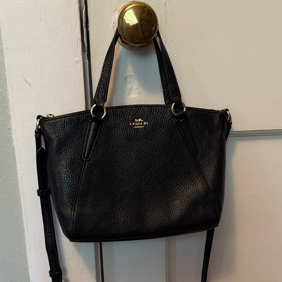 Coach Black Pebbled Leather Crossbody Purse - Picture 1 of 4